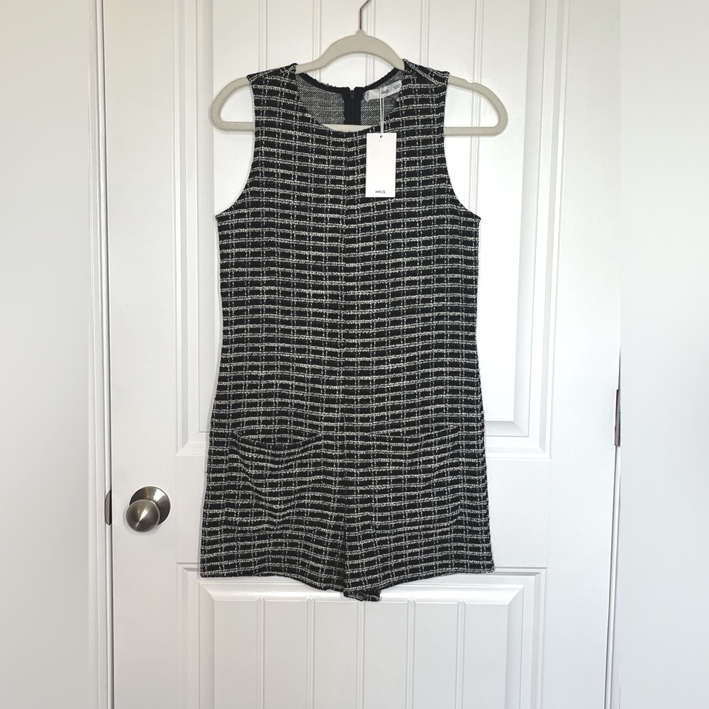NWT Mango short tweed romper with front pockets Size S CB131 - Picture 2 of 14